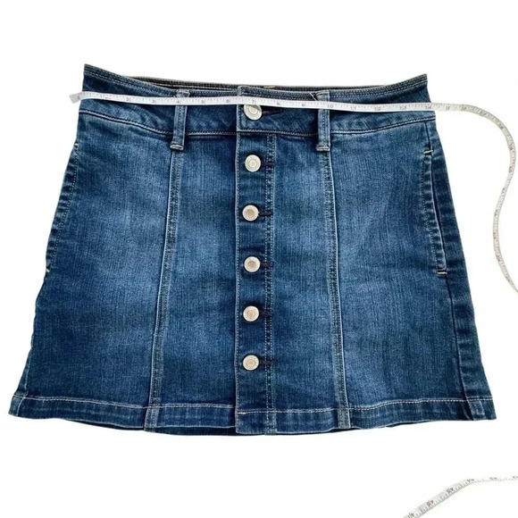 American Eagle button down front Jean denim mini skirt women’s size 2 stretchy - Picture 2 of 9